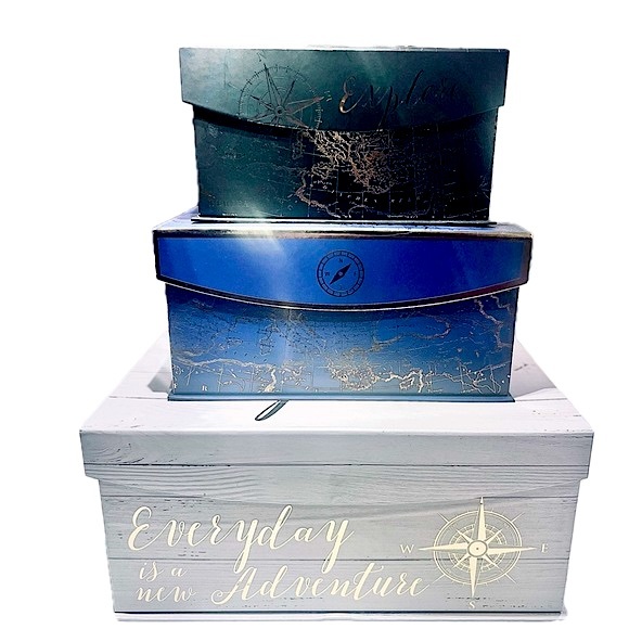 World Map Keepsake Box in Navy and Gold - Picture 12 of 12